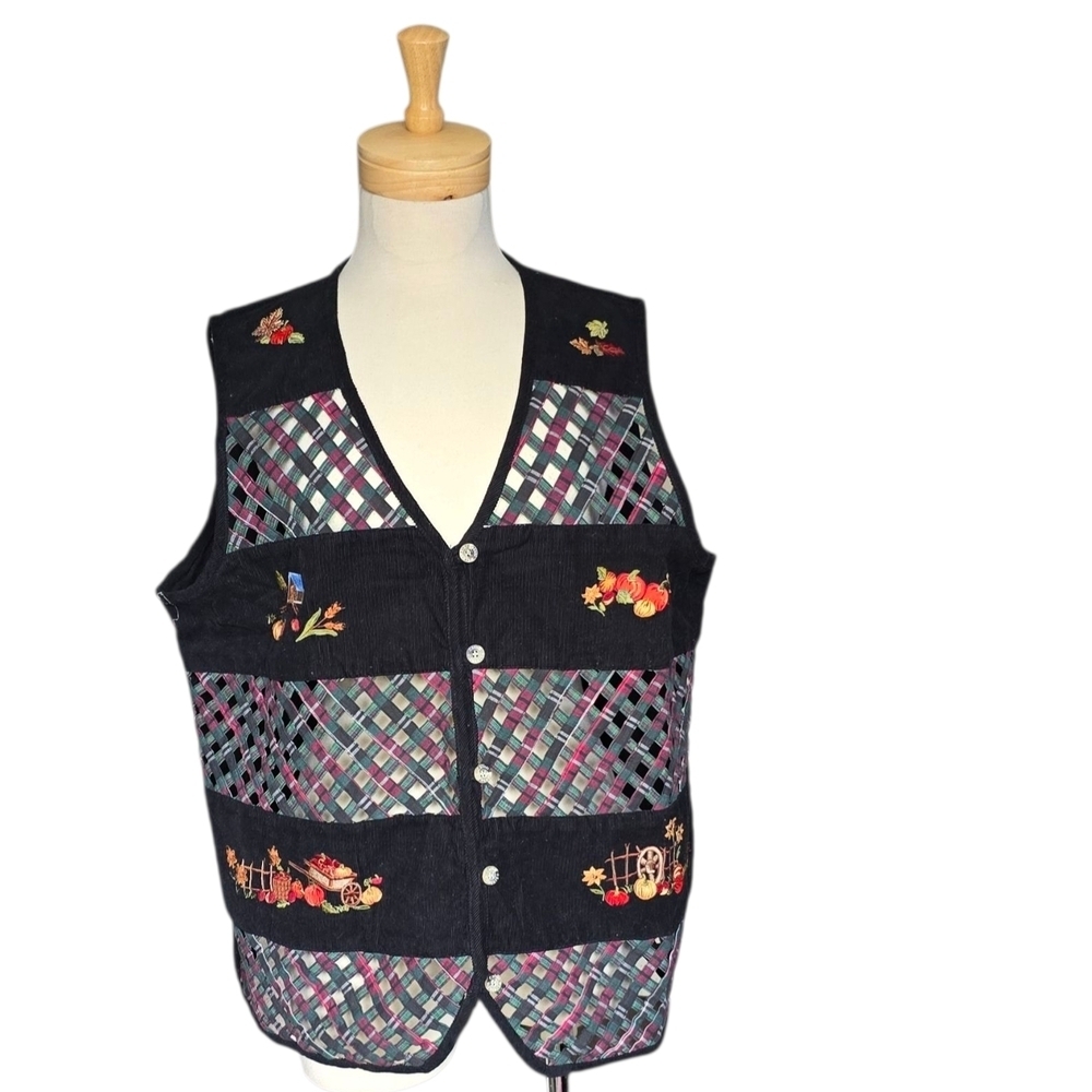 Casual Element Black Embroidered Vest Women's Size 18